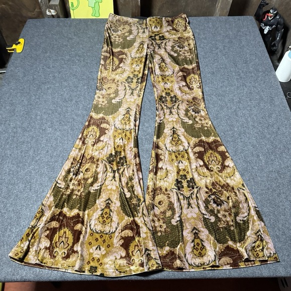 Free People Pants - Free People Women's Velvet Flare Bell Bottom Pull On Pant Pattern Size XS Boho